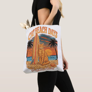 Tote Bag Jours de plage pour chats Cadeau drôle pour amateu