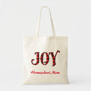 Tote Bag Joy Buffalo Plaid Homeschool Maman