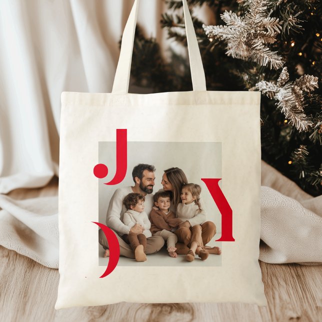 Tote Bag JOY Christmas Photo | Vacances personnalisées (Créateur téléchargé)