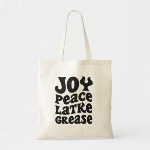 Tote Bag Joy Peace Latkes Grease Funny Jewish Hanukkah