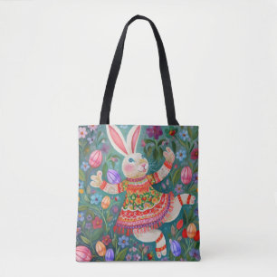Tote Bag Joyeuse Danse Bunny de Pâques Fourre-tout