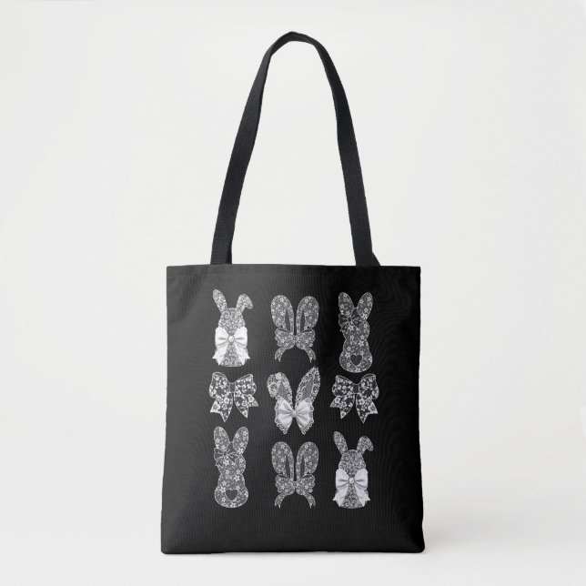 Tote Bag Joyeuse dentelle de Pâques lapin dentelle oreilles (Devant)