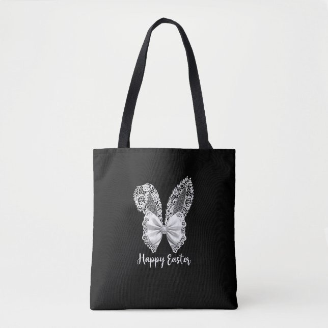 Tote Bag Joyeuse dentelle de Pâques lapin dentelle oreilles (Devant)