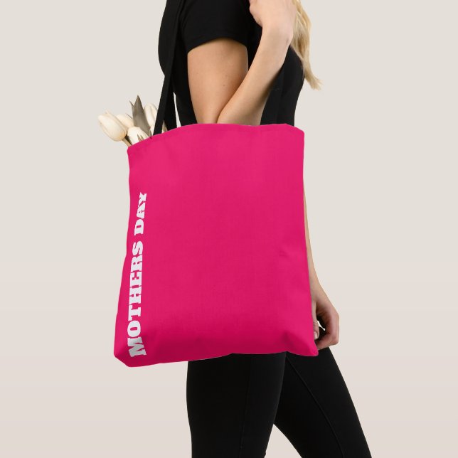 Tote Bag Joyeuse Fête des Mères élégant écriture blanche pe (De près)