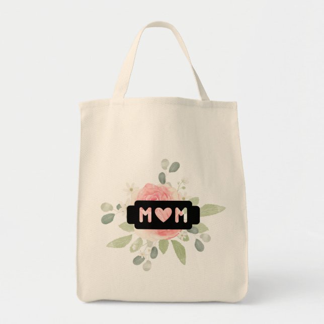 Tote Bag Joyeuse fête des mères maman l Floral mignon (Devant)