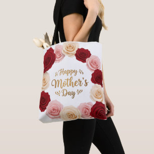 Tote Bag Joyeuse Fête des Mères Roses Florales