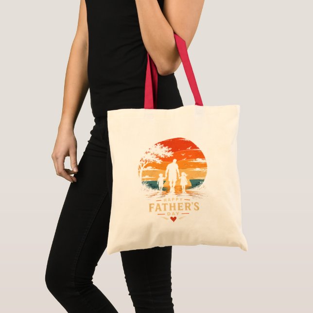 Tote Bag Joyeuse Fête des Pères Rétro Coucher de Soleil Pap (Devant (produit))