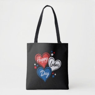 Tote Bag Joyeuse Fête du Travail Cœurs Patriotiques Rouge B