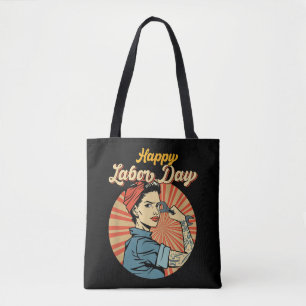 Tote Bag Joyeuse Fille de la Fête du Travail Forte Mouvemen