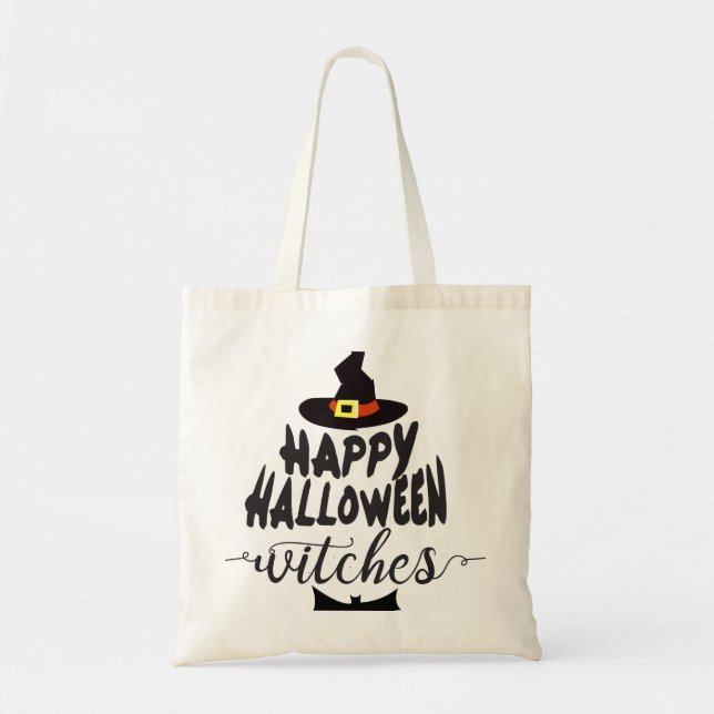 Tote Bag Joyeuse Halloween sorcières Typographie Halloween (Devant)