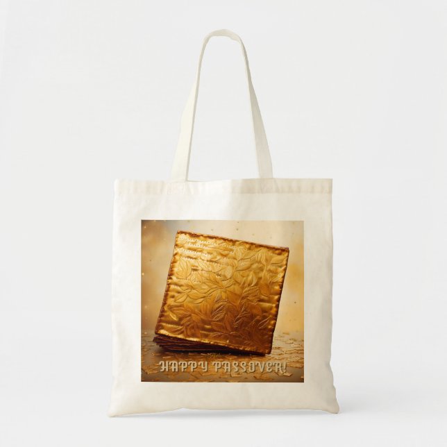 Tote Bag Joyeuse Pâque ! Matza d'or (Devant)