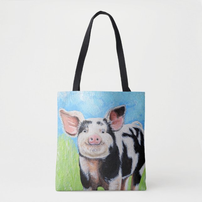Tote Bag Joyeuse peinture de petit cochon (Devant)