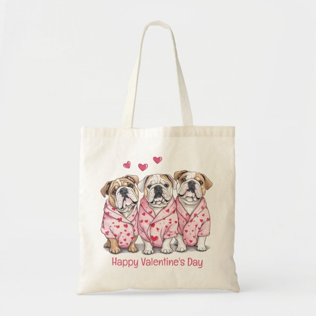 Tote Bag Joyeuse Saint-Valentin Bouledogue Anglais (Devant)