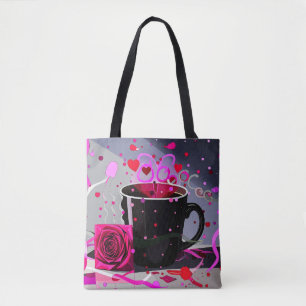 Tote Bag Joyeuse Saint-Valentin Café et Confettis 