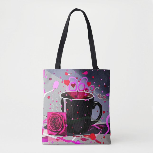Tote Bag Joyeuse Saint-Valentin Café et Confettis  (Devant)