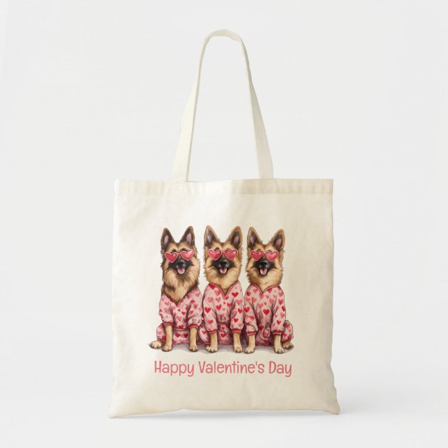 Tote Bag Joyeuse Saint-Valentin Chiens Berger Allemand (Devant)