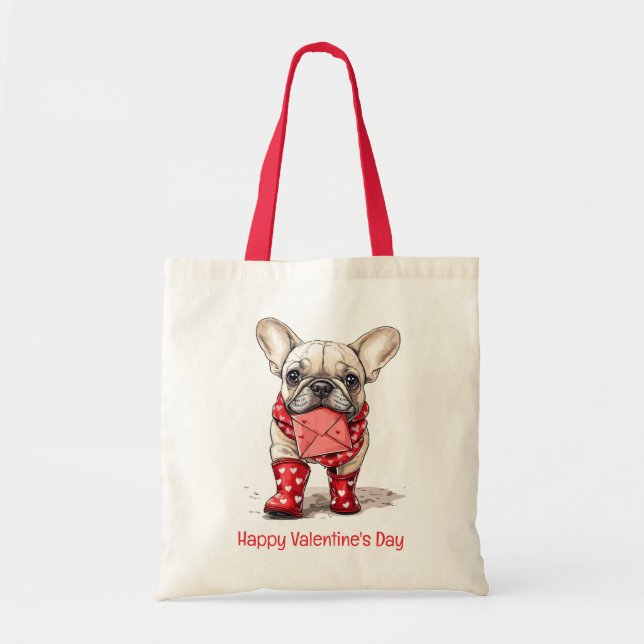 Tote Bag Joyeuse Saint-Valentin Lettre d'amour Bouledogue F (Devant)