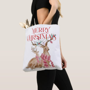 Tote Bag Joyeuse typographie de Noël & cerf de Noël