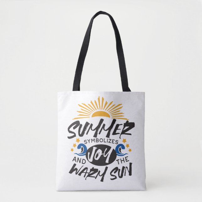 Tote Bag Joyeuses Bliss d'été - Citation Soleil Chaud (Devant)