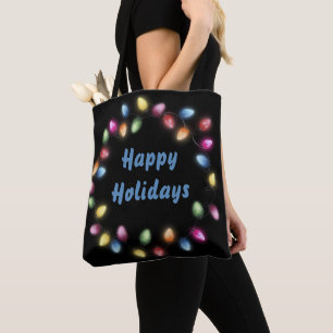 Tote Bag Joyeuses fêtes Colorées et Festives lumières de No