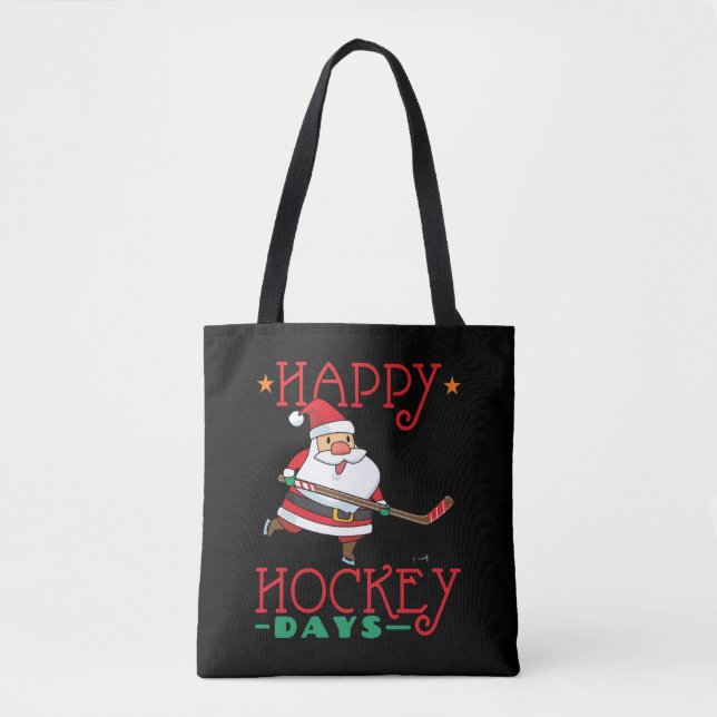 Tote Bag Joyeuses Journées de hockey - Noël de hockey (Devant)