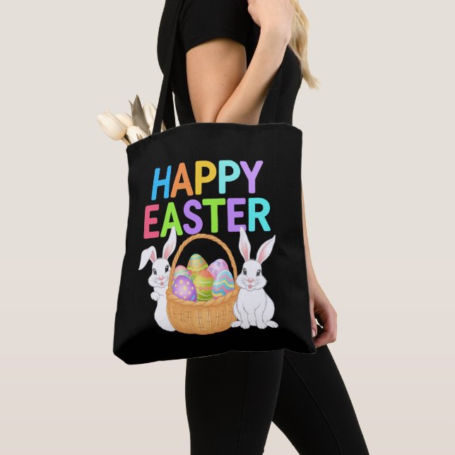 Tote Bag Joyeuses Pâques 2025  Œufs Lapin Mignon (De près)