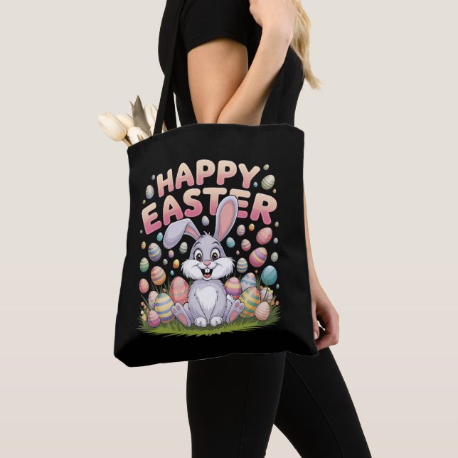 Tote Bag Joyeuses Pâques 2025  Œufs Lapin Mignon (De près)