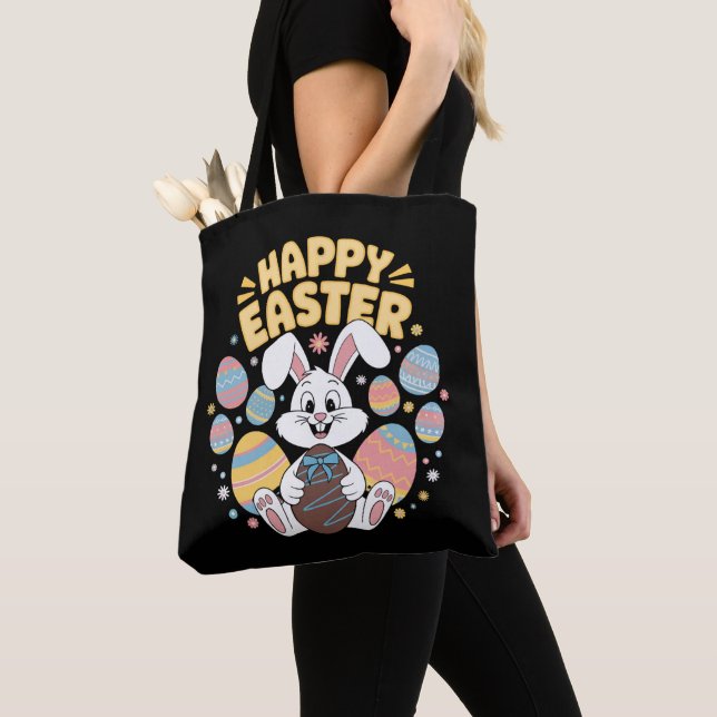 Tote Bag Joyeuses Pâques 2025  Œufs Lapin Mignon (De près)