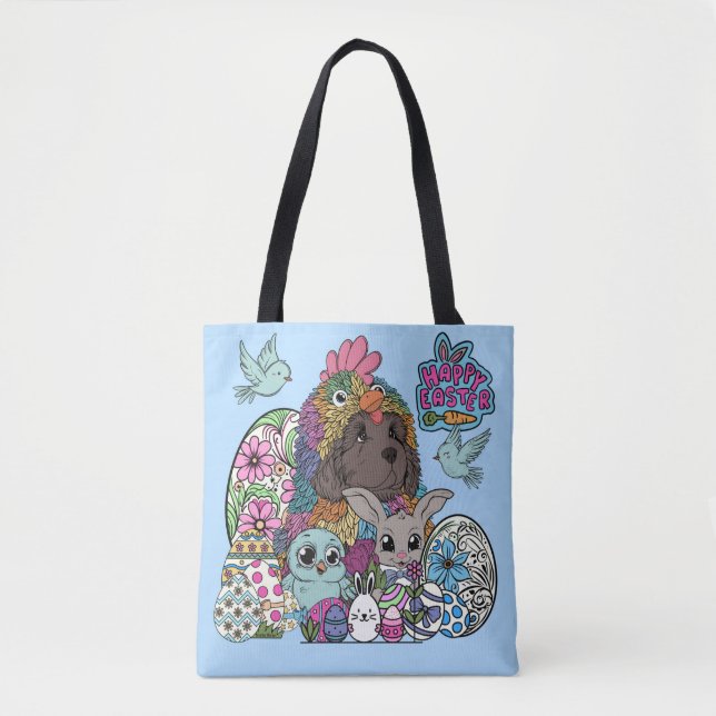 Tote Bag Joyeuses Pâques amis flous et à plumes (Devant)