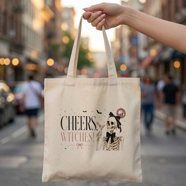 Tote Bag Joyeuses sorcières squelette Halloween  (Créateur téléchargé)