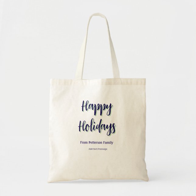 Tote Bag Joyeuses vacances bleu vert Noël élégant moderne (Devant)