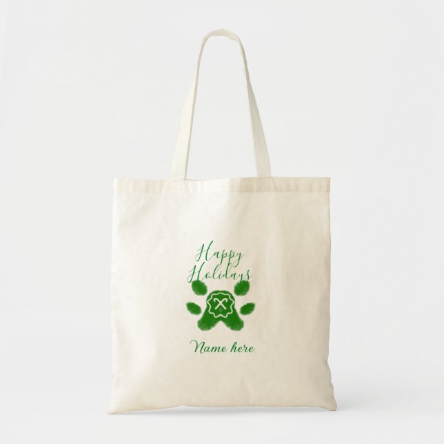 Tote Bag Joyeuses vacances chien vert animal de sucre de ca (Devant)