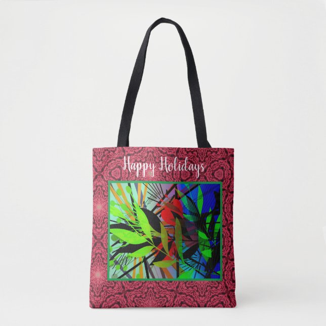 Tote Bag Joyeuses Vacances Graphisme Art Floral Design (Devant)