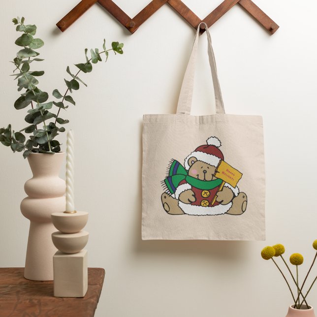 Tote Bag Joyeuses vacances Ours de Noël (Créateur téléchargé)