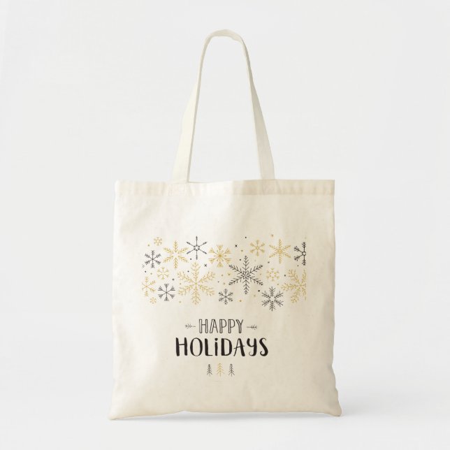 Tote Bag Joyeuses vacances Snowflake Doodle (Devant)