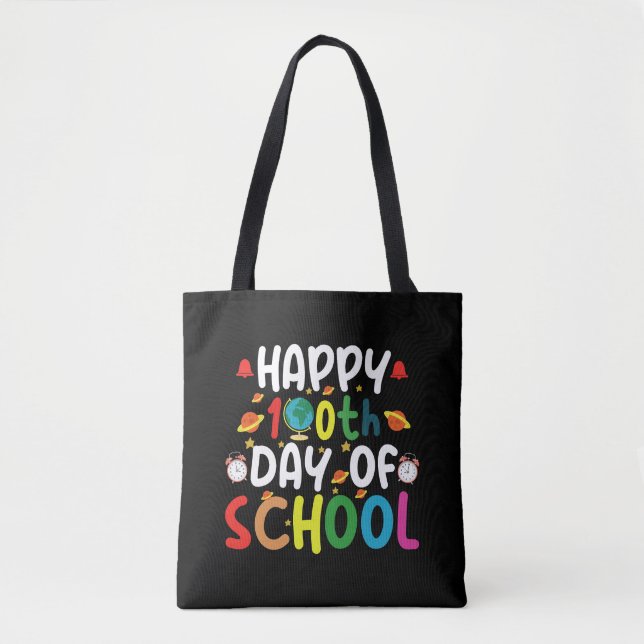 Tote Bag Joyeux 100e jour d'école enseignant élève (Devant)