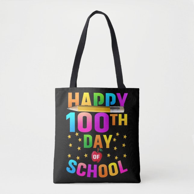 Tote Bag Joyeux 100e jour d'école pour enseignants et étudi (Devant)