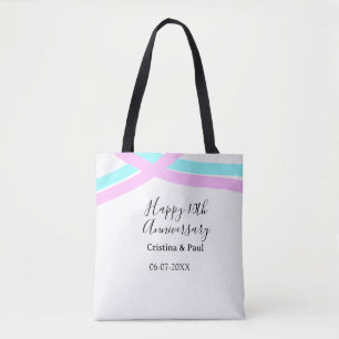 Tote Bag Joyeux 10ème anniversaire de mariage simple nom mi