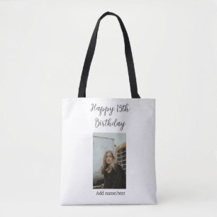 Tote Bag Joyeux 15ème anniversaire ajouter nom photo texte