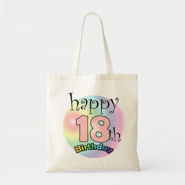 Tote Bag Joyeux 18ème anniversaire (roze) (Devant)