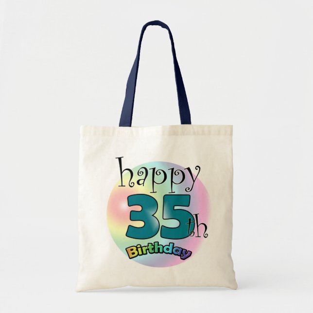 Tote Bag Joyeux 35e anniversaire (blauw) (Devant)