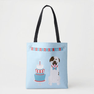 Tote Bag Joyeux 4 Juillet Chien Rouge Blanc Bleu
