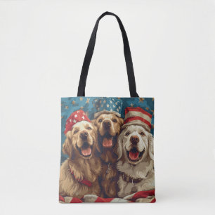 Tote Bag Joyeux 4 Juillet Chiens De Rétritrice D'Or