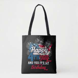 Tote Bag Joyeux 4 Juillet Et Oui C'est mon anniversaire Am