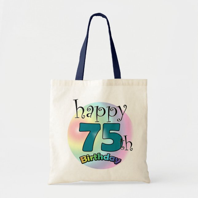Tote Bag Joyeux 75e anniversaire (blauw) (Devant)