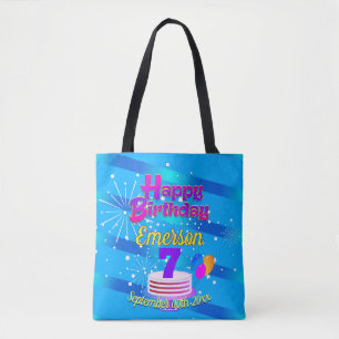 Tote Bag Joyeux anniversaire BLUE modifiable