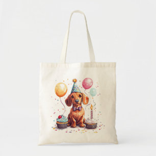 Tote Bag Joyeux Anniversaire Chien Dachshund