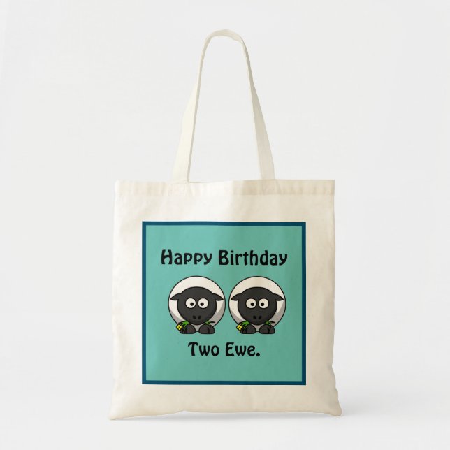Tote Bag Joyeux Anniversaire Deux Ewe À Vous Cartoon (Devant)