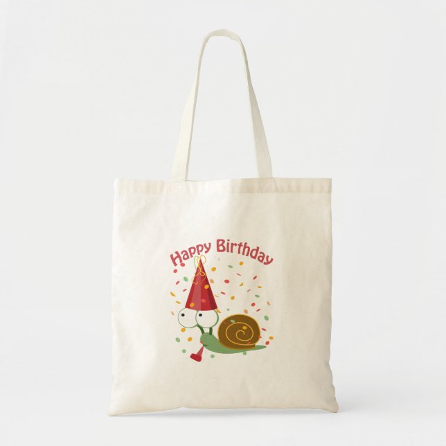 Tote Bag Joyeux anniversaire ! Escargot Confetti (Devant)