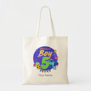 Tote Bag Joyeux anniversaire garçon 5e anniversaire Dinosau